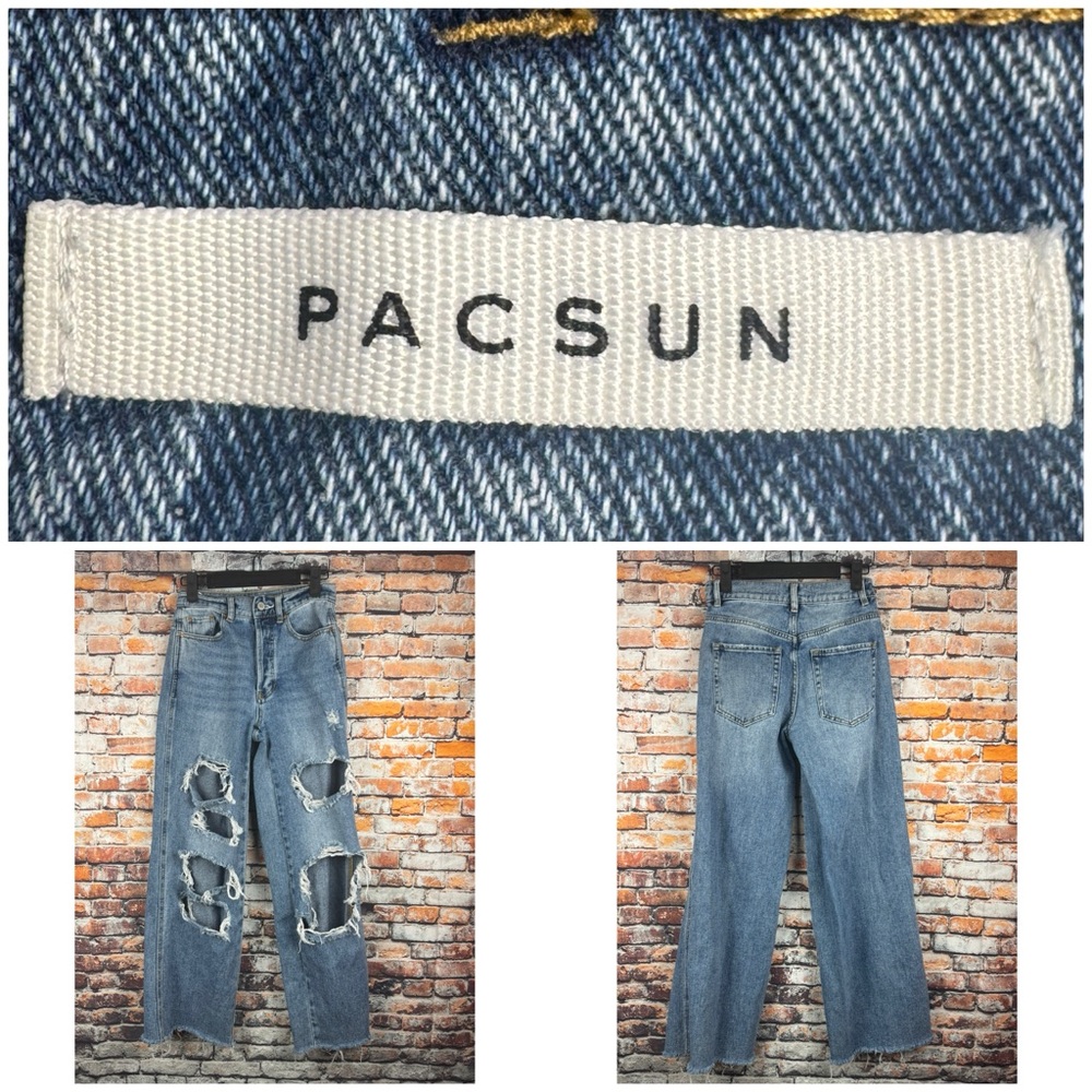 Pacsun Women's Button Destroyed Distressed Fly Baggy Jeans Size 24